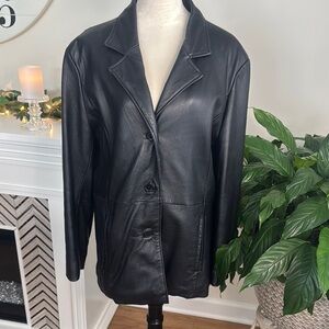 Elegant Black Leather Jacket for Women